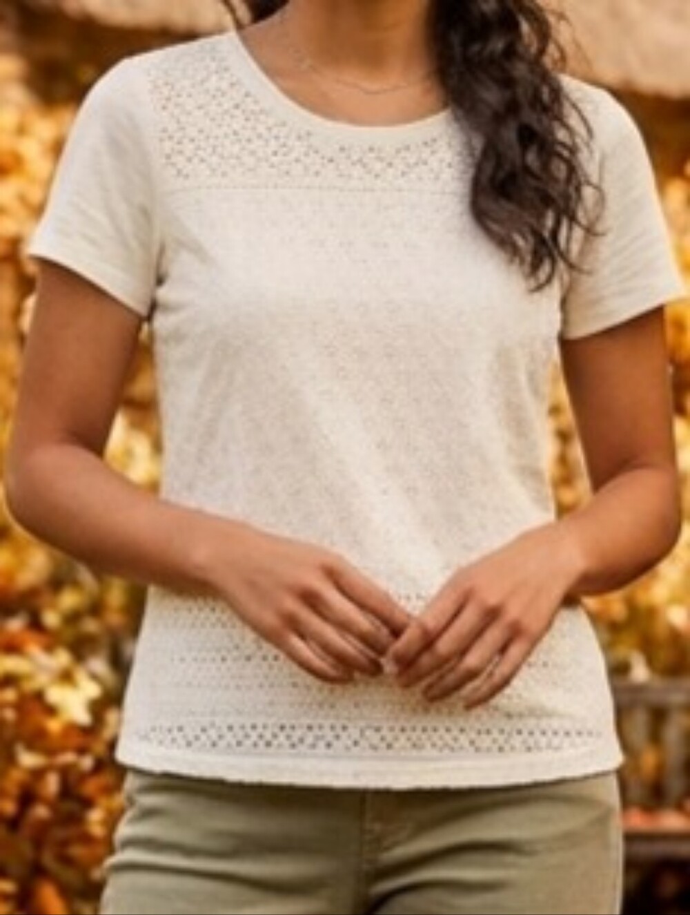 White Eyelet Short Sleeve Top